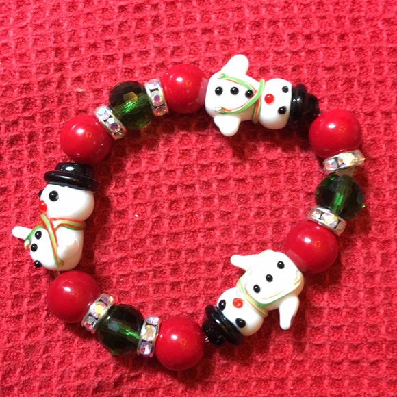 Snowman bracelet & earrings - Picture 2 of 3